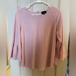 W5 ¾ sleeve pink dot shirt with bell sleeves, medium, like new